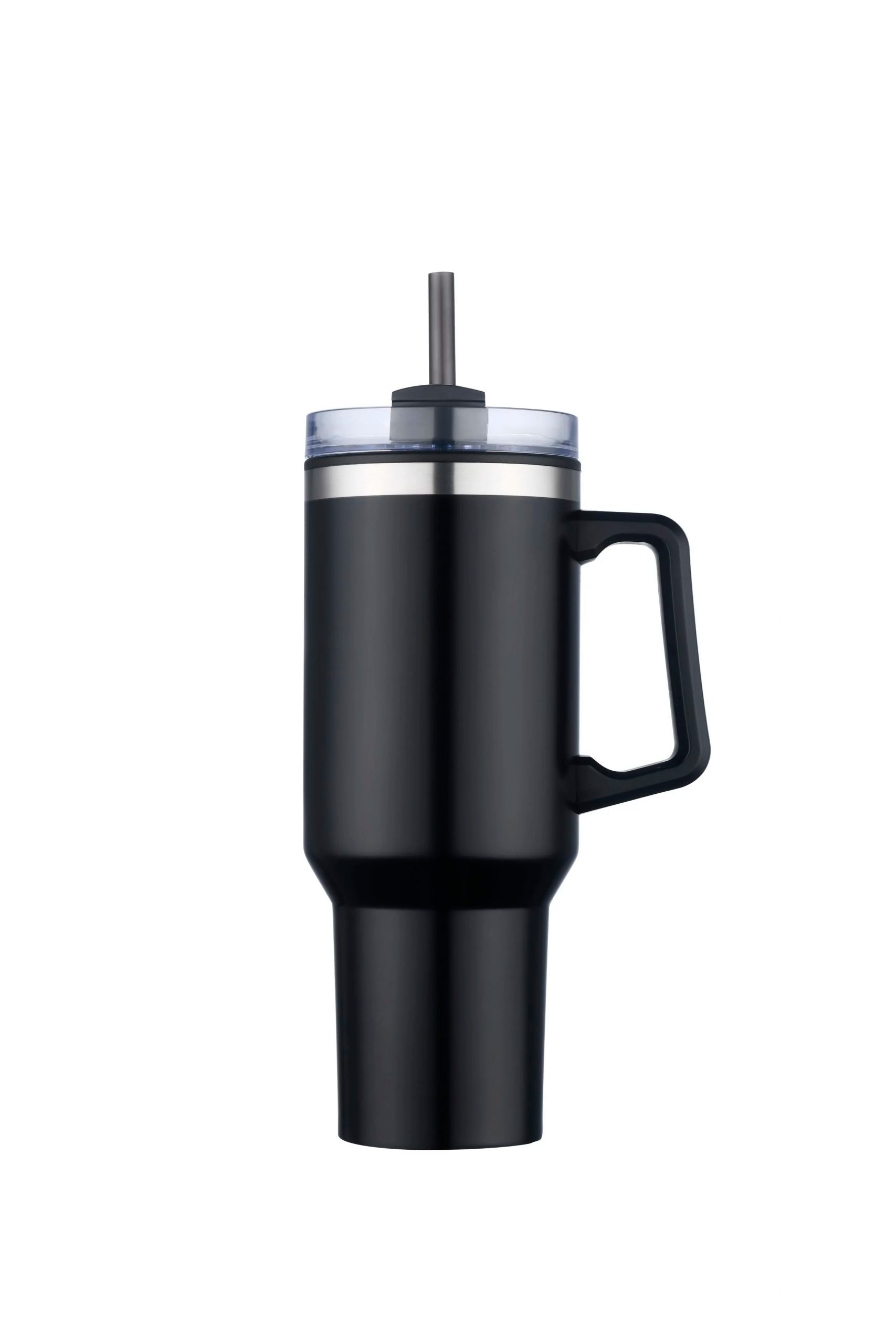 40oz Stainless steel travel mug with handle and straw - Image 3