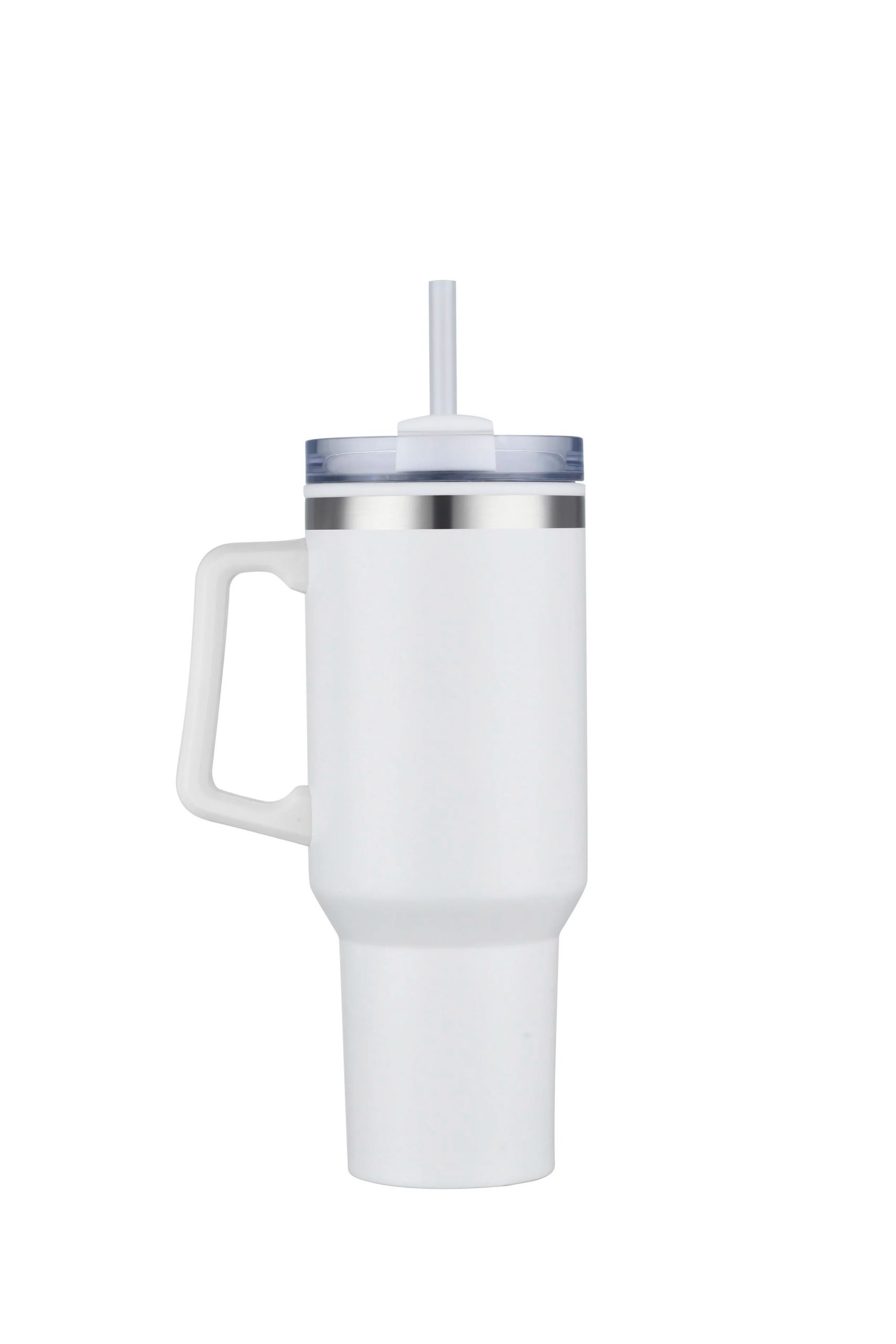 40oz Stainless steel travel mug with handle and straw - Image 6