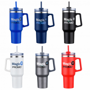 40oz Stainless steel travel mug with handle and straw